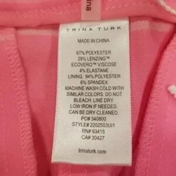 💕TRINA TURK💕 Carillo Pant ~ Windowpane Tropical Suiting Candy Pink 10 NWOT - Picture 11 of 16